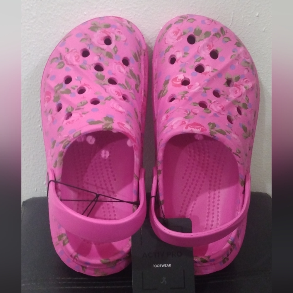Pink floral Crocs shoes